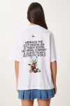 Ayıcık Baskılı Pamuklu Örme T-shirt BEYAZ LUB0122