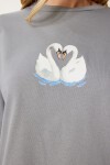 Baskılı Oversize Örme Elbise GRİ LUB0118