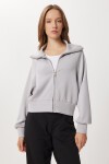 Dik Yaka Fermuarlı Modal Sweatshirt TAŞ GRİSİ LUB0308
