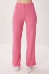 Düğmeli Fitilli Örme Hırka Pijama Takımı PEMBE LRN0017