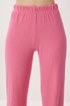 Düğmeli Fitilli Örme Hırka Pijama Takımı PEMBE LRN0017