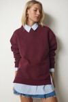 Fermuar Detaylı Şardonlu Sweatshirt BORDO LUB0003