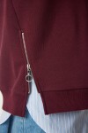 Fermuar Detaylı Şardonlu Sweatshirt BORDO LUB0003