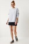 Fermuar Detaylı Şardonlu Sweatshirt GRİ LUB0003