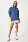 Fermuar Detaylı Şardonlu Sweatshirt İNDİGO MAVİ LUB0003