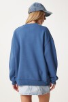 Fermuar Detaylı Şardonlu Sweatshirt İNDİGO MAVİ LUB0003