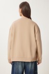 Fermuar Detaylı Şardonlu Sweatshirt VİZON LUB0003