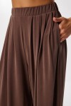 Geniş Paça Dökümlü Modal Pantolon KAHVERENGİ LUB0208
