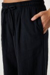 Geniş Paça Keten Pantolon SİYAH LUB0117