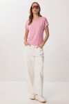 Güpür Detaylı Viskon T-shirt PEMBE LRN0006
