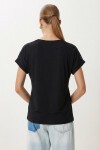 Güpür Detaylı Viskon T-shirt SİYAH LRN0006