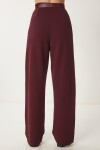 Kemerli Rahat Palazzo Örme Pantolon BORDO LRV0093