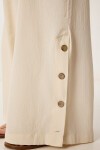 Keten Crop Bluz Pantolon Takım KREM LRV0107