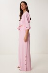 Keten Crop Bluz Pantolon Takım ŞEKER PEMBE LRV0107