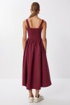 Korse Görünümlü Poplin Midi Elbise BORDO LUB0224