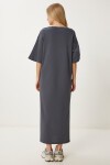 Oversize Basic Yazlık Esnek Örme Elbise FÜME LUB0113