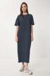 Oversize Basic Yazlık Örme Elbise ANTRASİT LUB0082