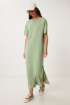 Oversize Basic Yazlık Örme Elbise ÇAĞLA YEŞİLİ LUB0082