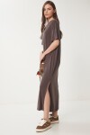 Oversize Basic Yazlık Örme Elbise KAHVERENGİ LUB0082