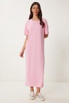 Oversize Basic Yazlık Örme Elbise PEMBE LUB0082
