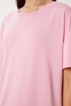 Oversize Basic Yazlık Örme Elbise PEMBE LUB0082