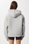 Oversize Kapüşonlu Baskılı Scuba Sweatshirt GRİ MELANJ LUB0291