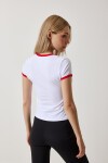 Sloganlı Pamuklu Fit Örme T-shirt BEYAZ LUB0201