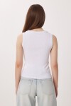 V Yaka Basic Fitilli Örme Bluz BEYAZ LRN0029