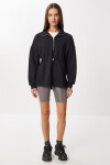 Yarım Fermuarlı Modal Sweatshirt SİYAH LUB0290