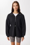 Yarım Fermuarlı Modal Sweatshirt SİYAH LUB0290