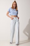 Yüksek Bel Geniş Paça Jean BUZ MAVİ LRH0002
