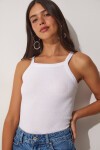 2li Fitilli Crop Halter Yaka Örme Atlet KIRMIZI BEYAZ LZV0003