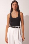 2’li Paket Halter Yaka Basic Örme Bluz SİYAH BEYAZ LDZ0078