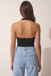 2’li Paket Halter Yaka Basic Örme Bluz SİYAH GRİ MELANJ LDZ0078