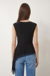 Asimetrik Dantelli Sandy Bluz SİYAH LZV0069