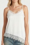 Asimetrik Dantelli Saten Yüzeyli Bluz BEYAZ LZH0022