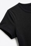 Basic Sandy Örme T-shirt SİYAH LZE0009