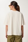 Baskılı Pamuklu Örme T-shirt KREM LUS0149