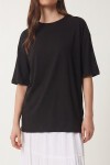 Bisiklet Yaka Oversize Uzun T-shirt SİYAH LRN0052