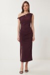 Büzgülü Yazlık Sandy Örme Elbise MÜRDÜM LFW0021