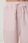 Çizgili Cepli Müslin Pantolon PEMBE KEMİK LYY0110