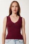 Dantel Detaylı Örme Bodysuit BORDO LZV0016