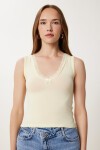 Dantel Detaylı Örme Bodysuit SARI LZV0016
