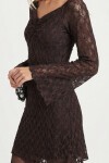 Dantel Mini Bardot Elbise KAHVERENGİ LZV0051