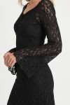Dantel Mini Bardot Elbise SİYAH LZV0051