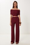 Dokulu Bluz Pantolon Takım BORDO LZV0014