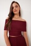 Dokulu Bluz Pantolon Takım BORDO LZV0014