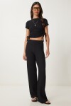 Dokulu Esnek Bluz Pantolon Takım SİYAH LZV0011