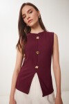 Dore Düğmeli Fitilli Örme Bluz BORDO LZV0007