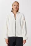 Fermuarlı Şardonlu Örme Sweatshirt EKRU LZV0029